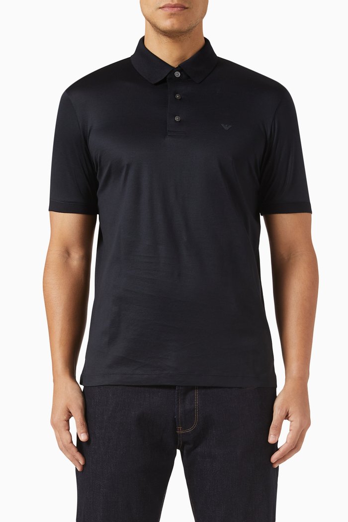 

Polo Shirt in Cotton Blend, Blue