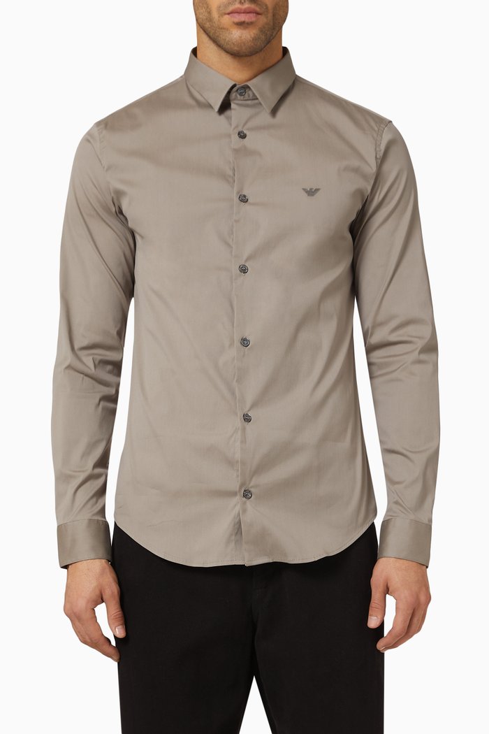 

Micro Eagle Logo Shirt in Cotton-blend, Neutral