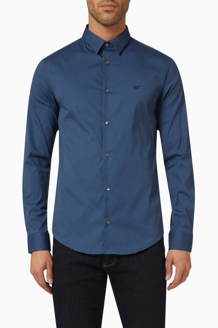 

Micro Eagle Logo Shirt in Cotton-blend, Blue