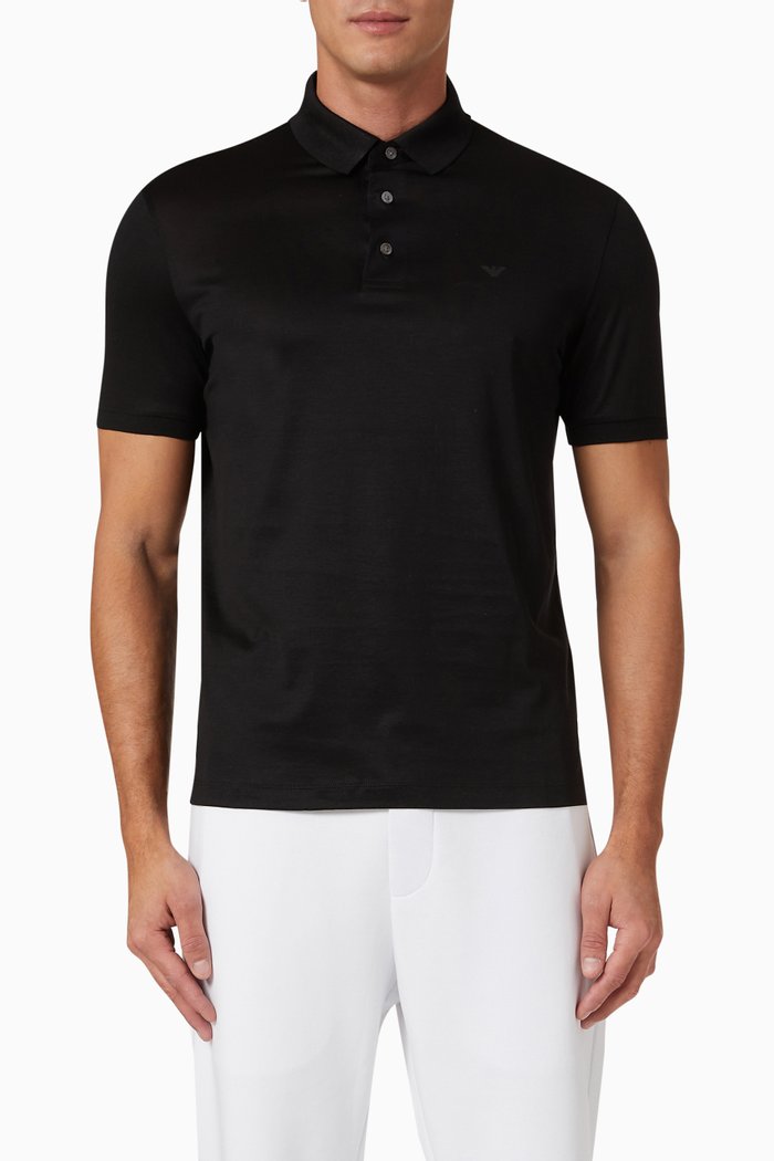 

Polo Shirt in Lyocell, Black