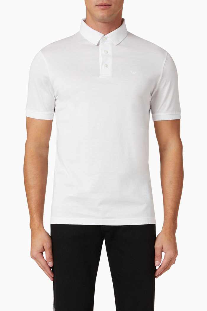 

Eagle Logo Polo Shirt in Lyocell, White