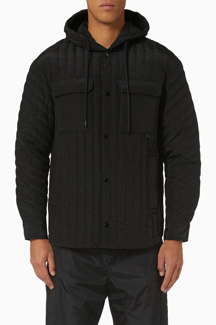 

Hooded Jacket in Recycled Nylon, Black