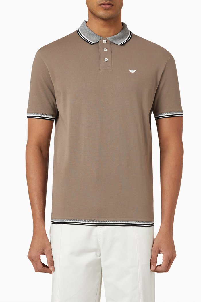 

Micro Eagle Logo Polo Shirt in Cotton-piqué, Neutral