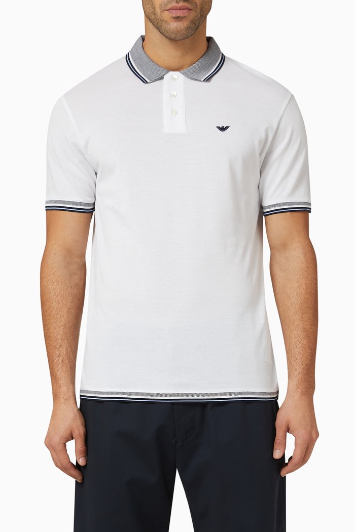 

Micro Eagle Logo Polo Shirt in Cotton-piqué, White