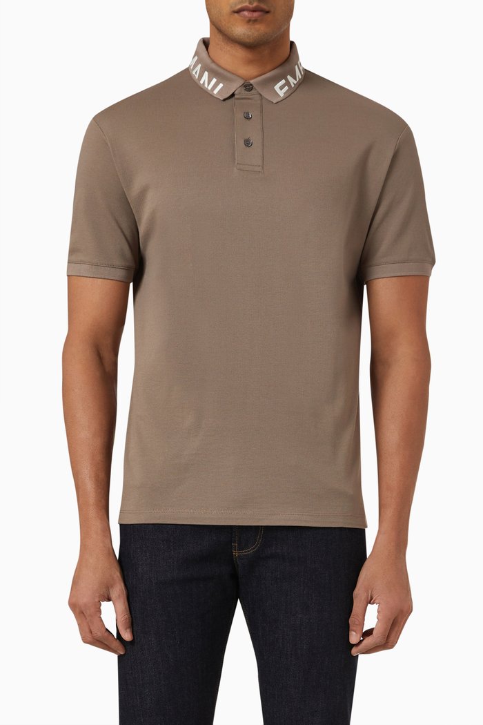 

Logo-embroidered Polo Shirt in Cotton, Neutral