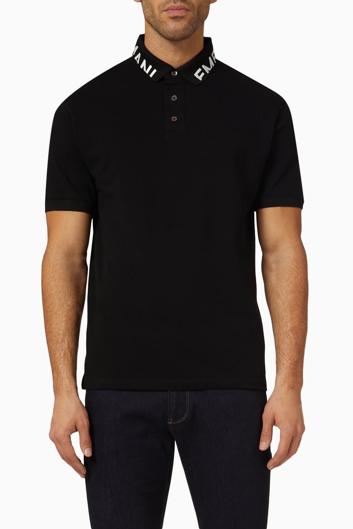 

Eagle Logo-embroidered Polo Shirt in Cotton, Black