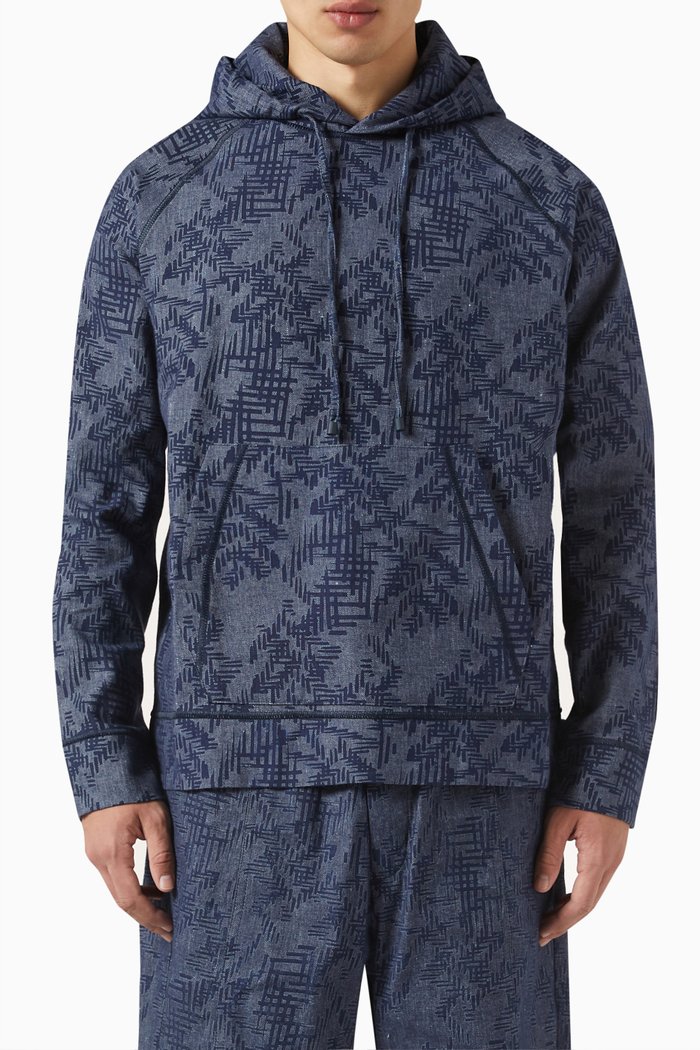 

Hoodie in Linen Blend, Blue