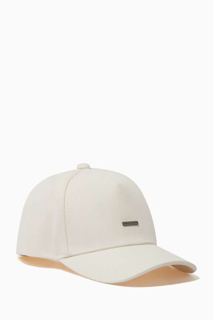 Micro EA Logo Baseball Cap in Gabardine, White