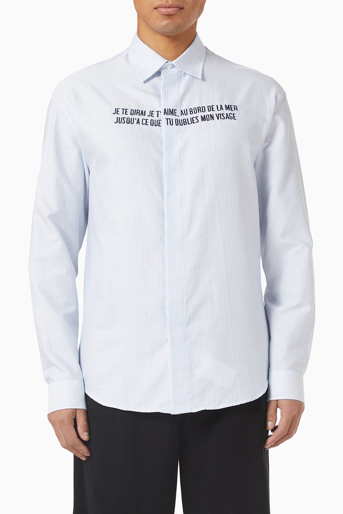 

Striped Oxford Shirt in Cotton, Blue