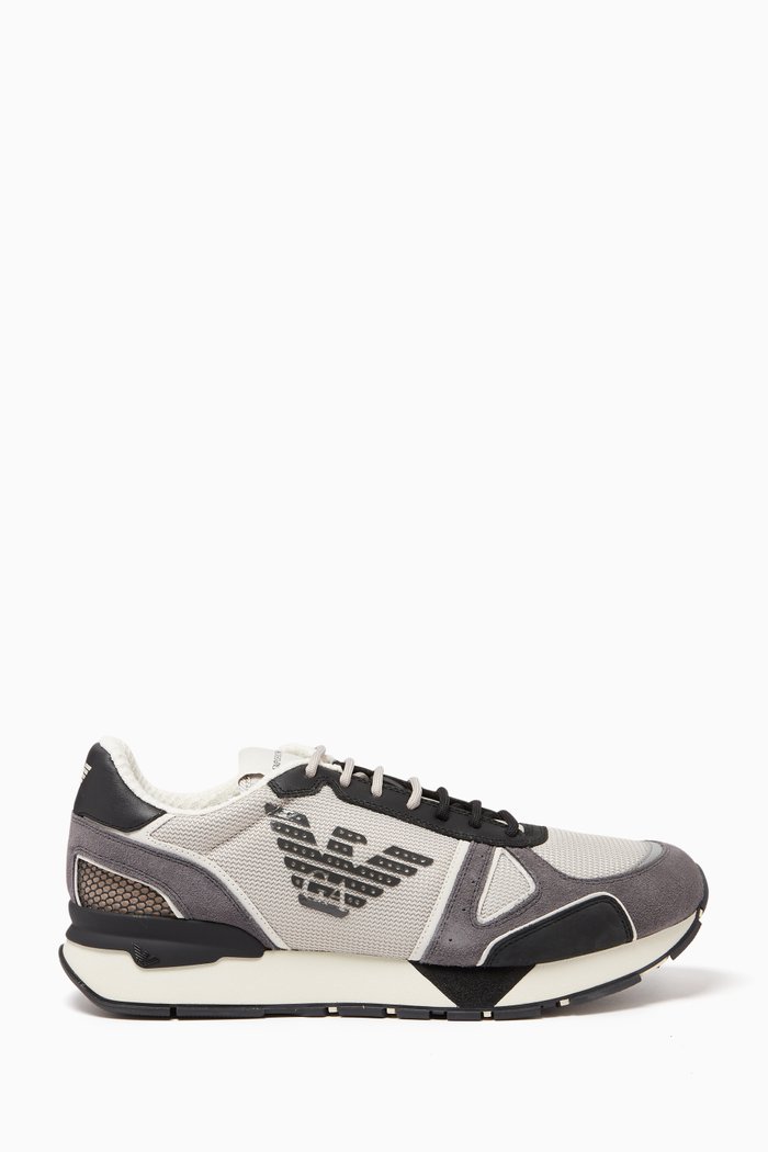 

EA Eagle Sneakers in Mesh & Suede, Neutral