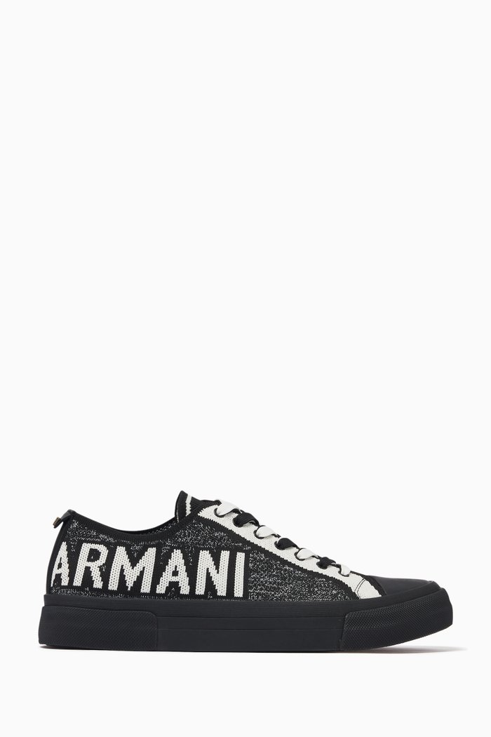 

Side Logo Sneakers in Cotton, Black