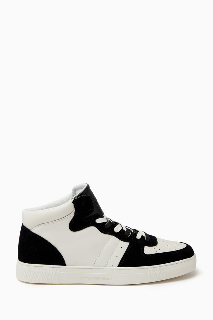 

Hi-top Sneakers in Leather, Black