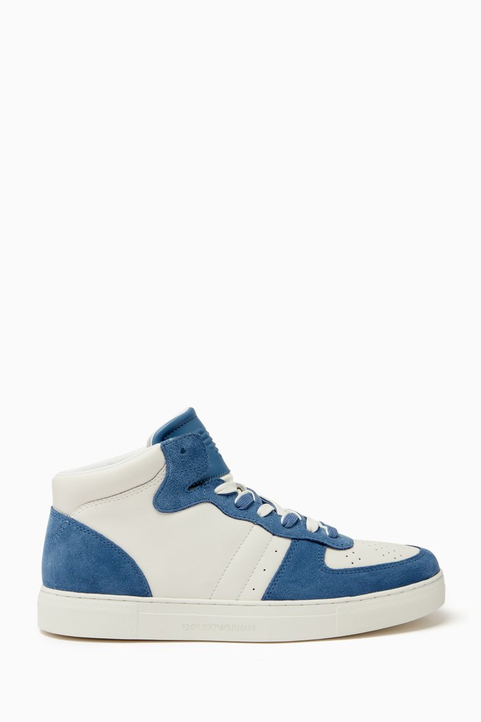 

Hi-top Sneakers in Leather, Blue