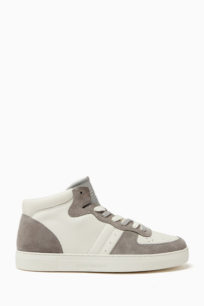 

Hi-top Sneakers in Leather, Grey
