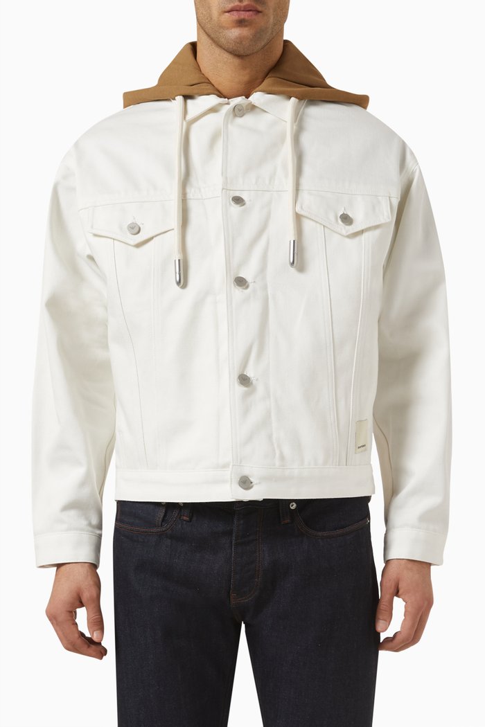

Hooded Jacket in Denim, White
