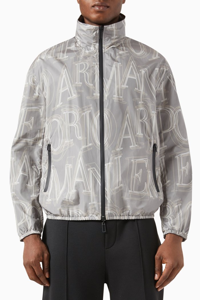 

EA Logo Zip-up Jacket in Nylon, Grey
