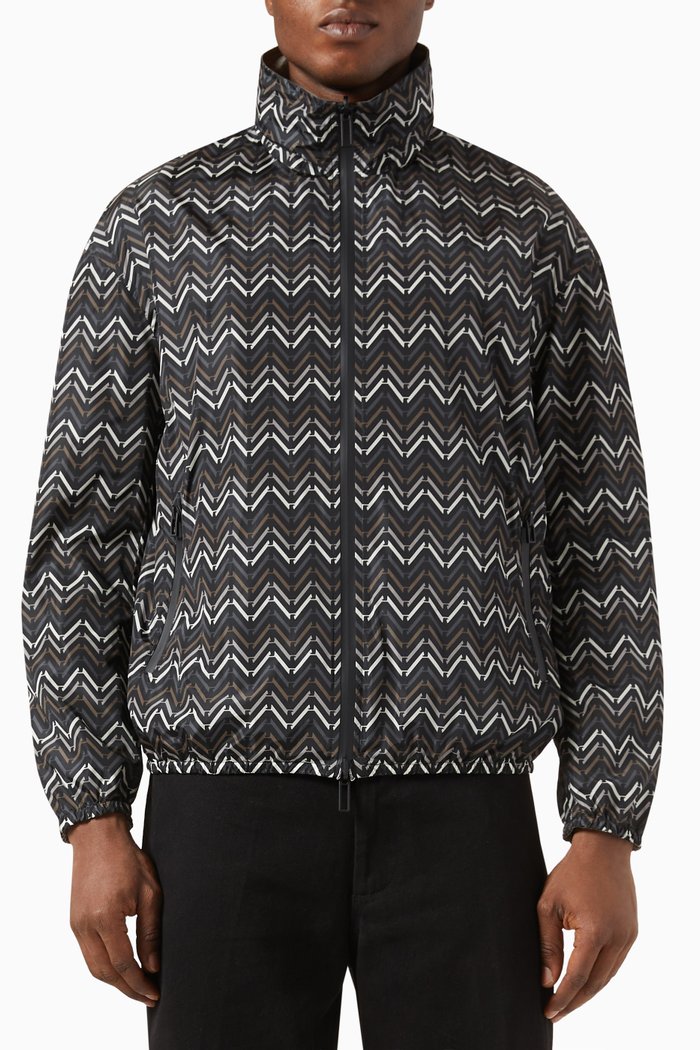Reversible Zip-up Jacket in Nylon, Blue