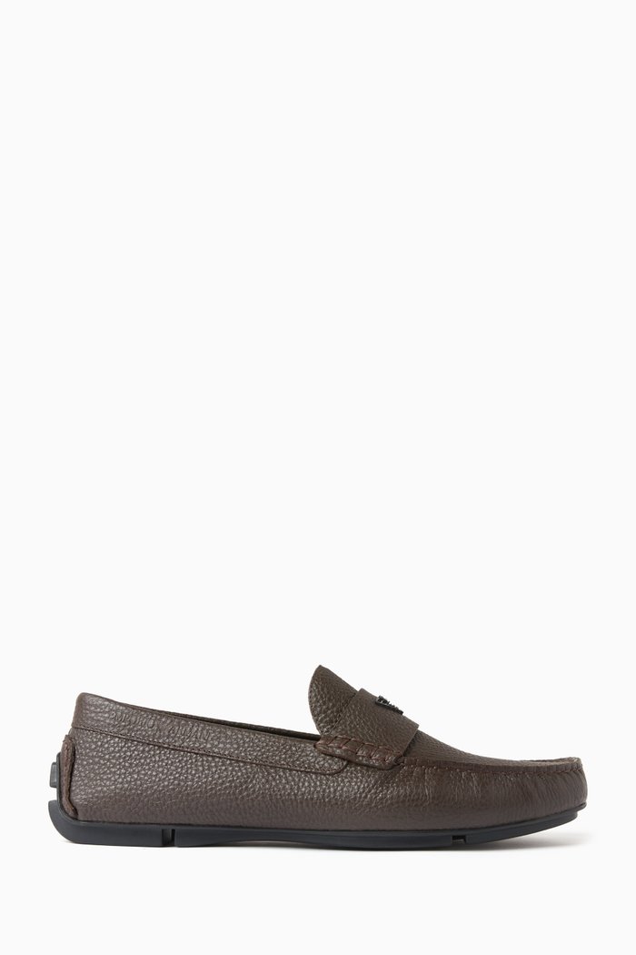

Logo Driver Moccasins in Leather, Brown