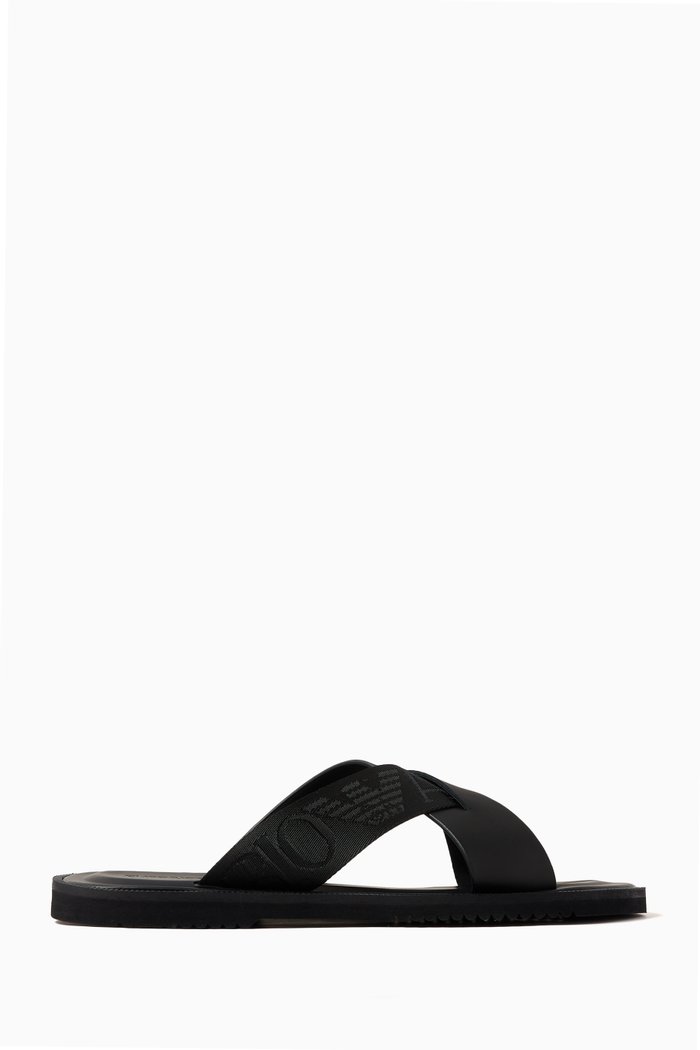 

EA Kriss Kross Sandals in Leather, Black