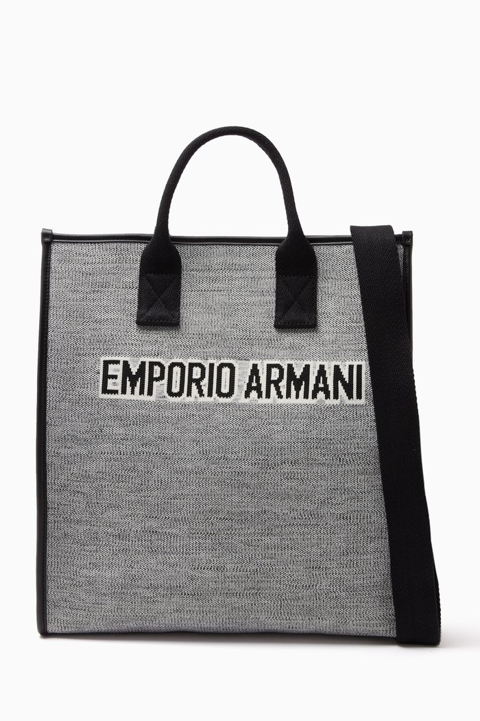 

Logo Tote Bag in Heathered Jersey, Black