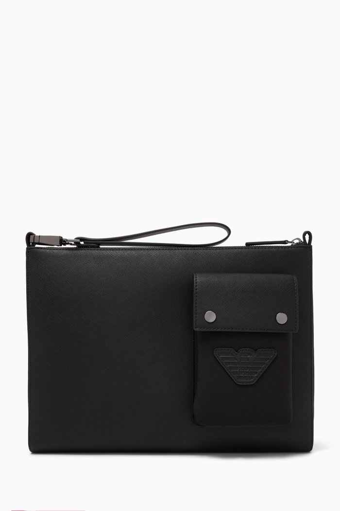 

Travel Pouch in Saffiano Leather, Black