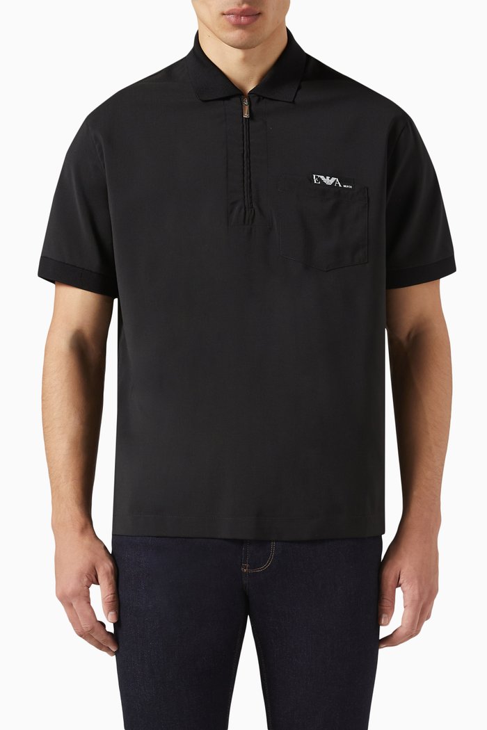 

Polo Shirt in Wool, Black