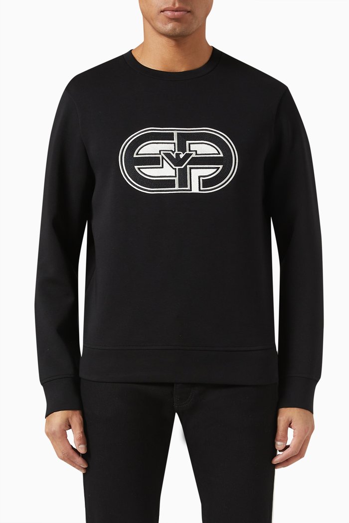 Logo Sweatshirt in Cotton, Black