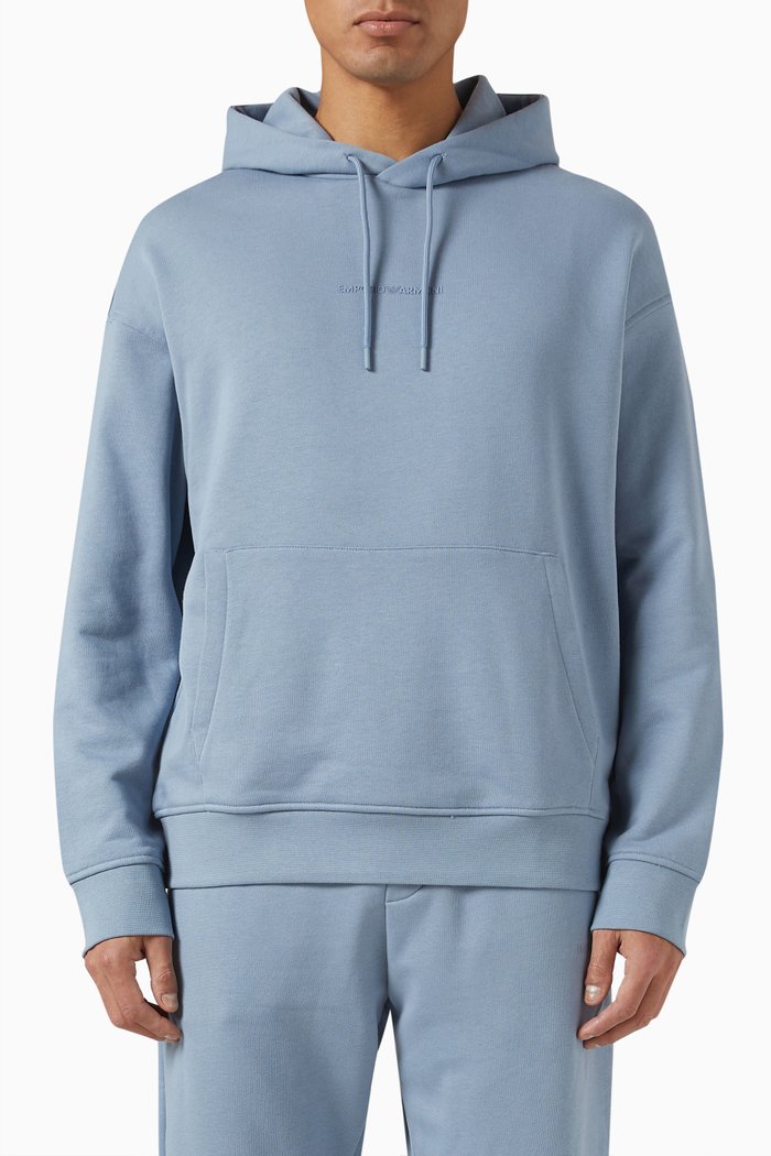 

Micro Logo Hoodie in Fleece, Blue