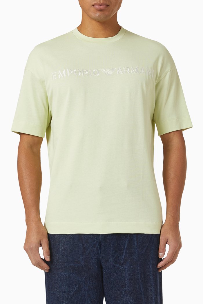 Logo T-shirt in Cotton Jersey, Green