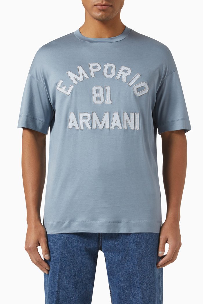 

Logo T-shirt in Cotton Blend, Blue