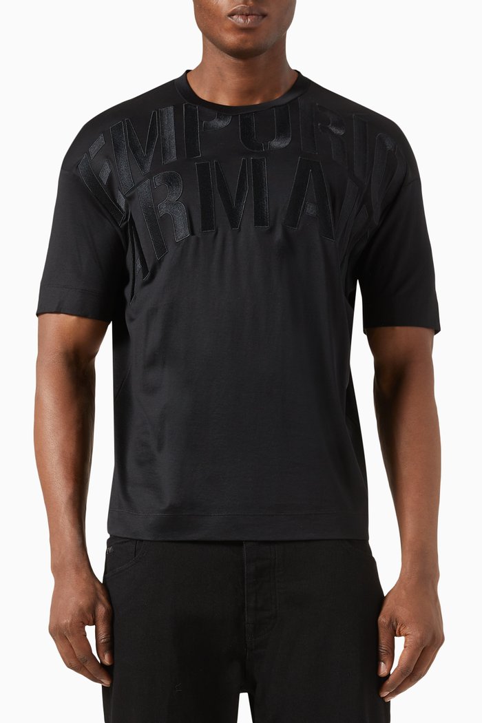

Macro EA Logo T-shirt in Cotton Jersey, Black