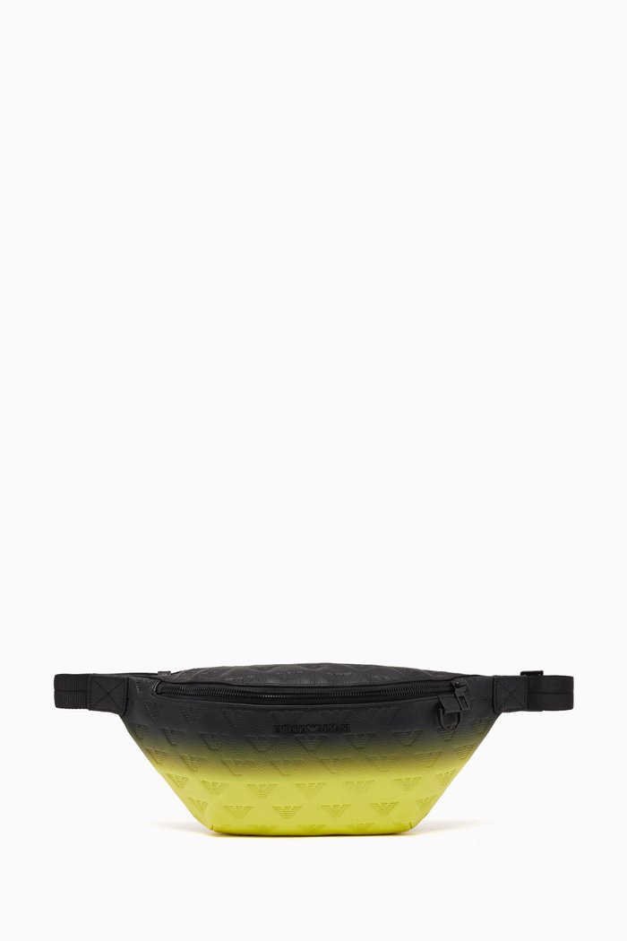 Ombre Effect Belt Bag in Pebbled Leather, Yellow