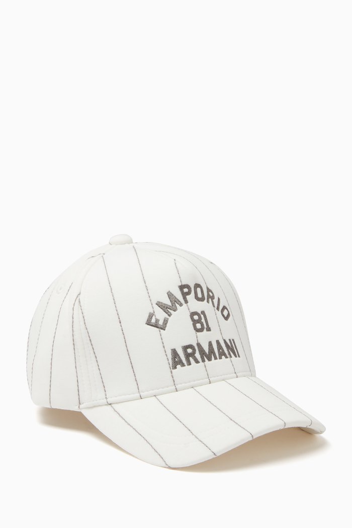 

All-over Stripes Logo Baseball Hat, White
