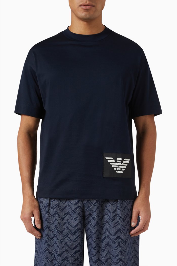 

Eagle Logo Patch T-shirt in Cotton, Blue