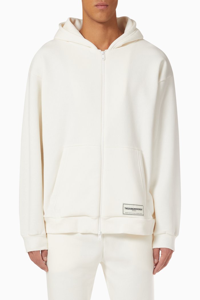 

Modest Oversized Zip Hoodie in Organic Fleece, Neutral