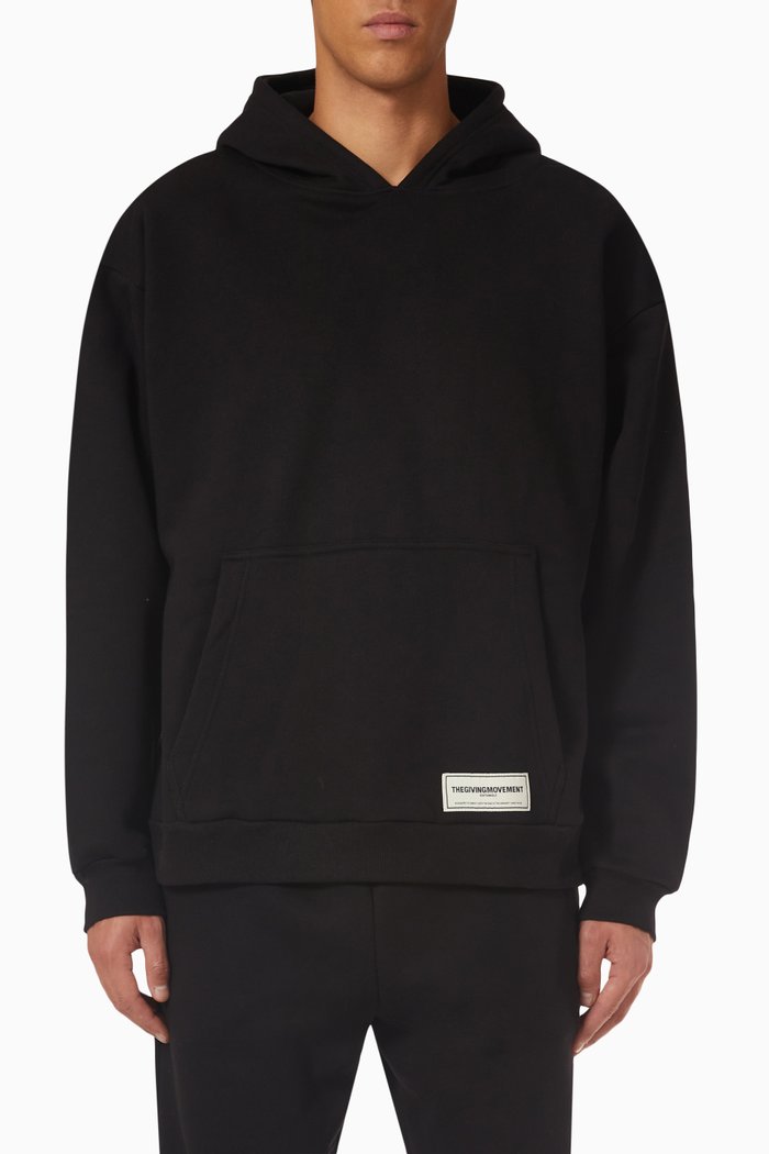 

Modest Oversized Hoodie in Organic Fleece, Black