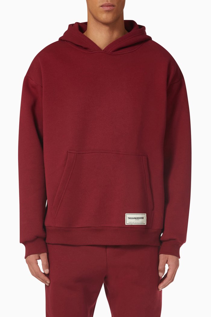 

Modest Oversized Hoodie in Organic Fleece, Red