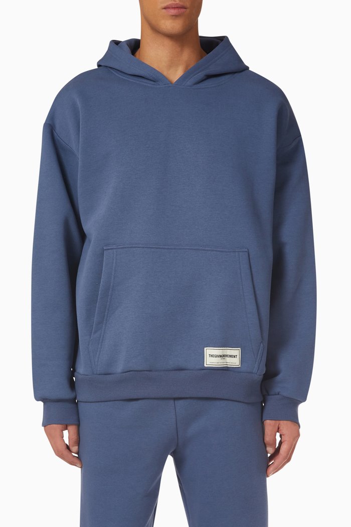 

Modest Oversized Hoodie in Organic Fleece, Blue