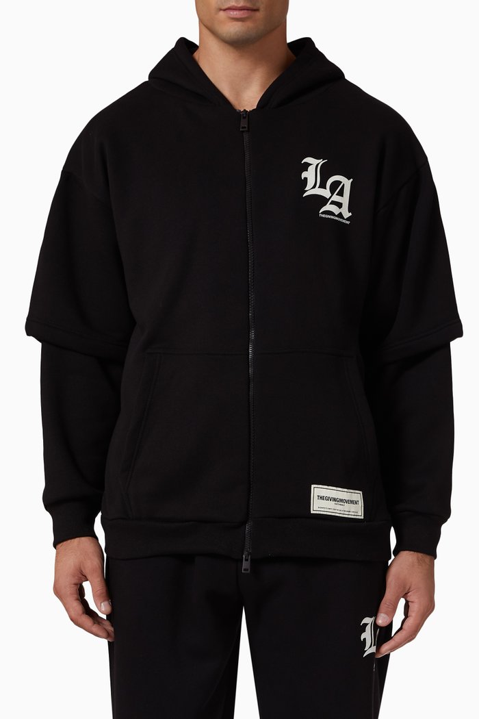 

LA 2-in-1 Zip Hoodie in Organic Fleece, Black