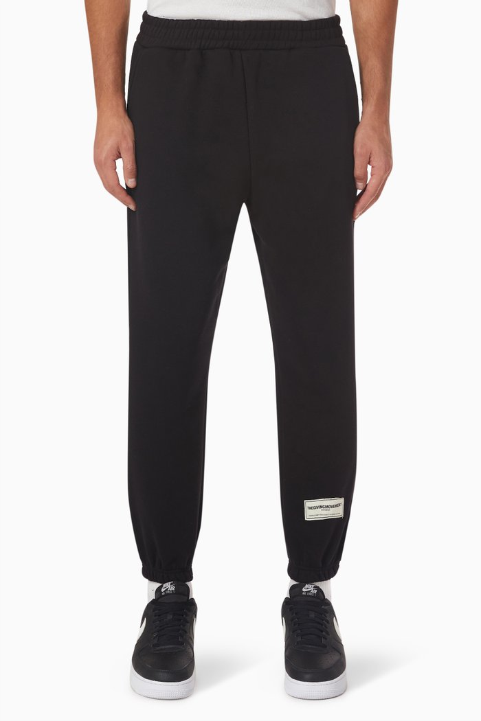 

Logo Patch Sweatpants in Organic Fleece, Black