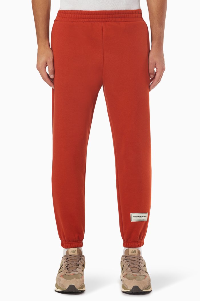 Logo Patch Sweatpants in Organic Fleece, Orange