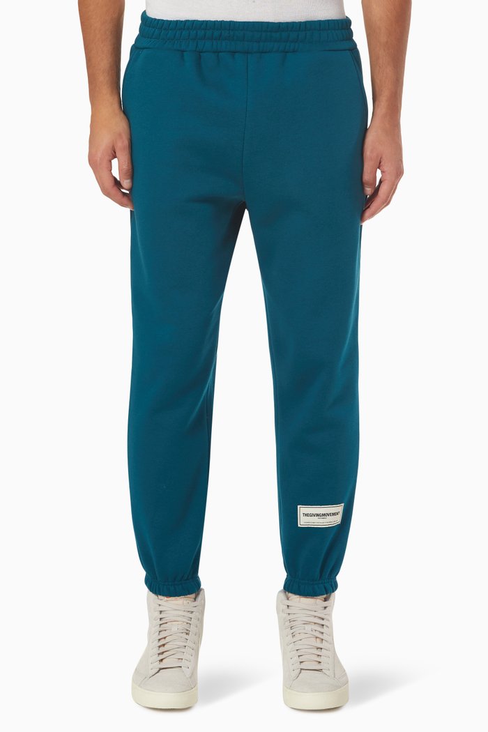 Logo Patch Sweatpants in Organic Fleece, Green
