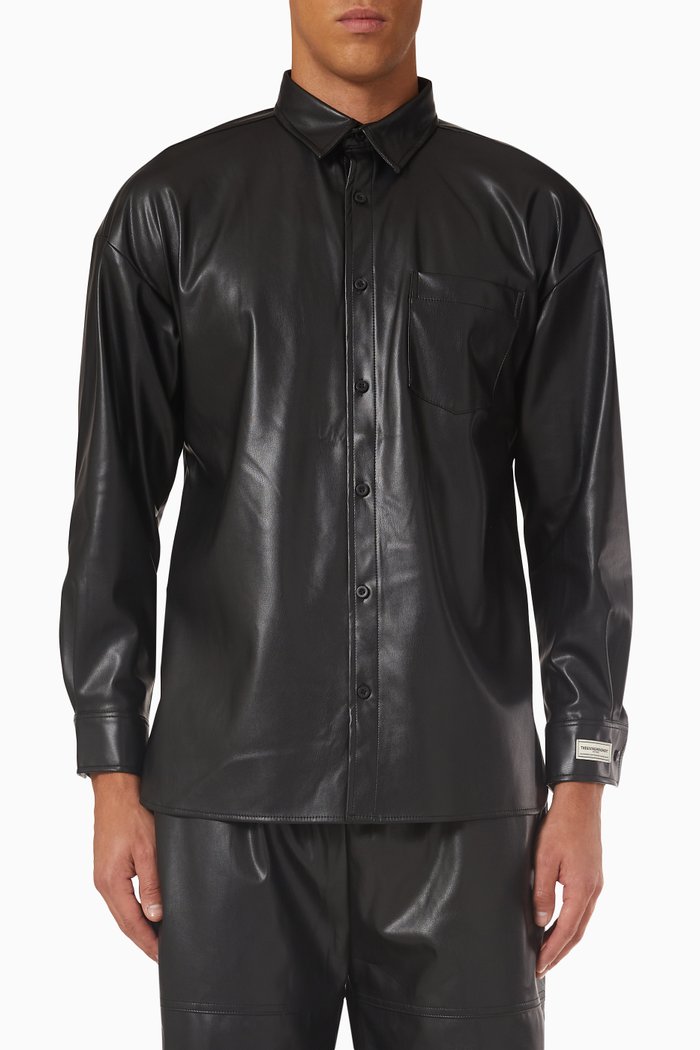 

Oversized Shirt in Pleather, Black