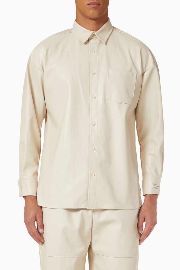 

Oversized Shirt in Pleather, Neutral