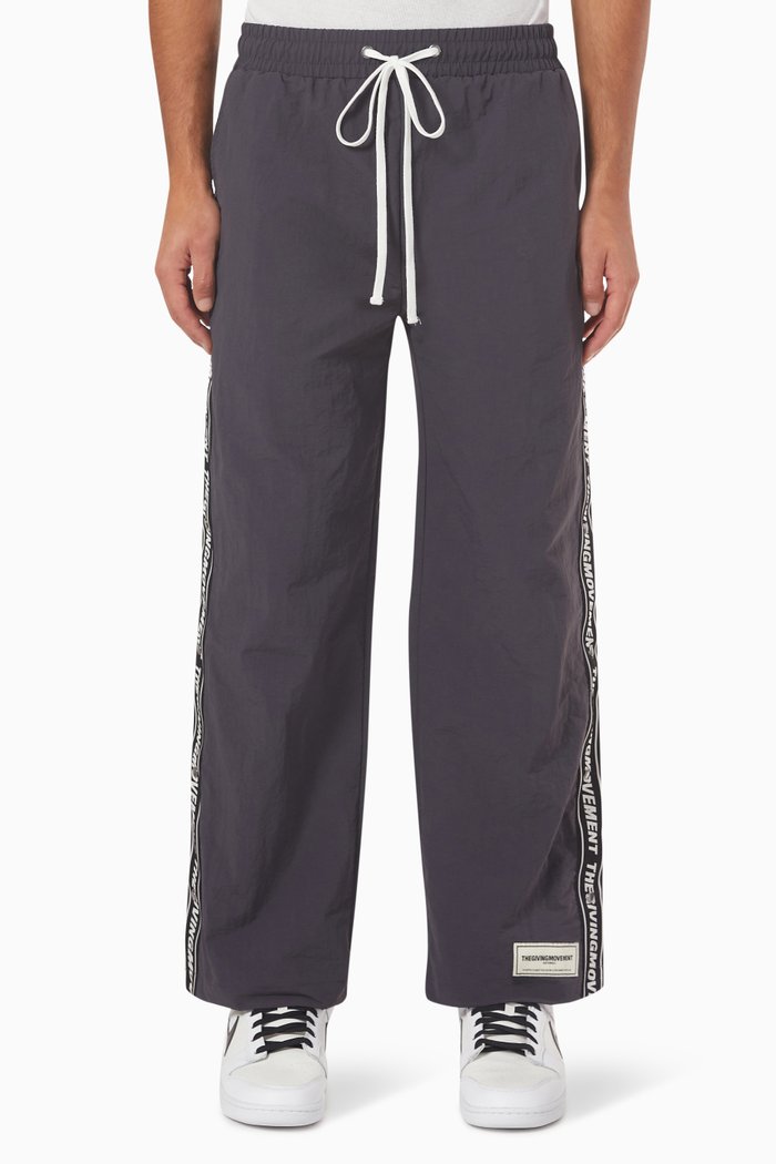 

Logo Tape Wide-leg Pants in Recycled Nylon, Grey