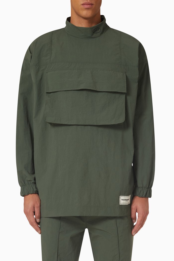 

Modest Pocket Long Windbreaker in Recycled Nylon, Brown