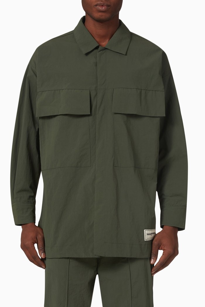 

Logo Shacket in Recycled Nylon, Brown