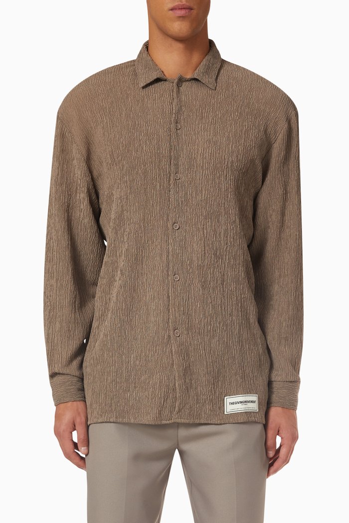 

Crinkle Shirt in RE-CRINK100©, Brown