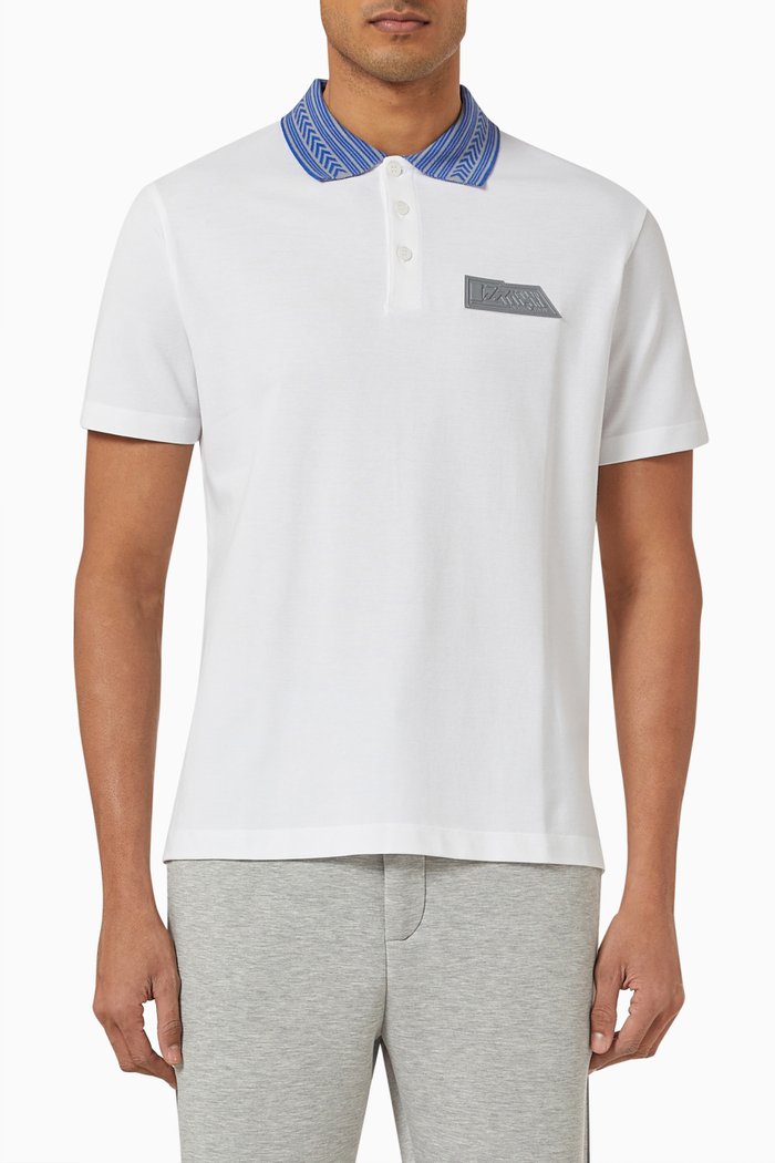 

Reflective Logo Polo in Cotton, White