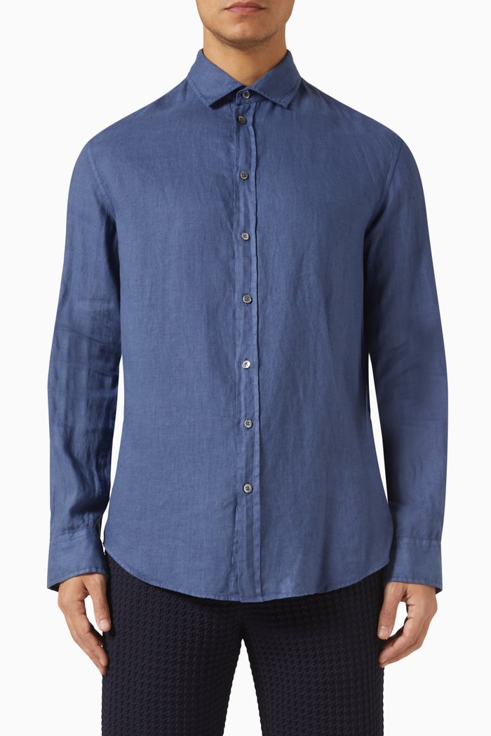 

Classic Shirt in Linen, Blue
